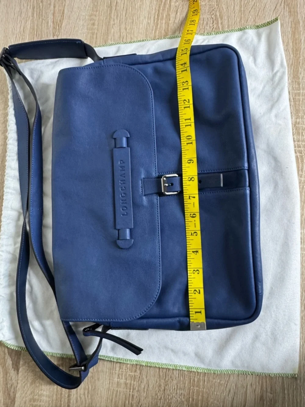 Longchamp Mans Blue 3D Leather Brief Case